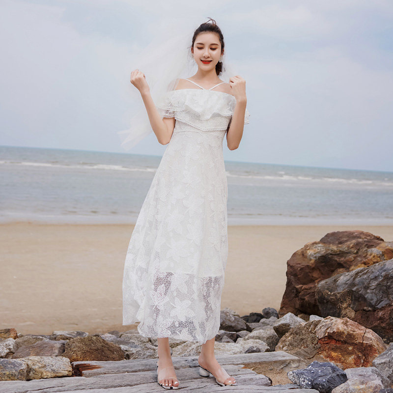 【买一送一】网纱连衣裙女很仙的法国小众桔梗裙海边度假裙沙滩裙