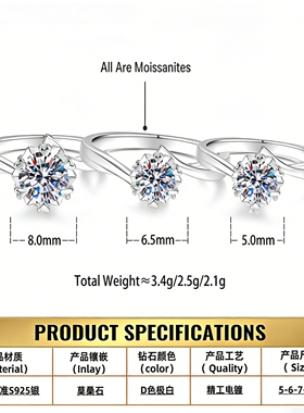 【Drctcy】s925纯银雪花扭臂戒指女求婚钻石戒子一克拉莫桑钻D色