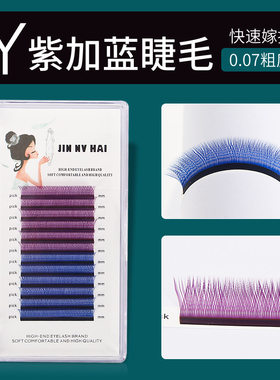 蓝色紫色嫁接眼睫毛字型混装自然