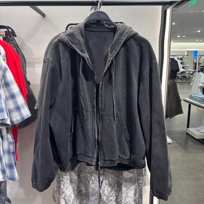 za obasov男装2025秋装宽松连帽水洗牛仔外套夹克上衣4365371822