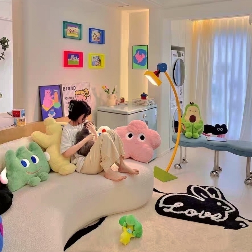 沙发摆件柔软毛绒多巴胺