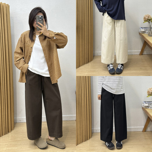 松紧高腰休闲哈伦工装裤