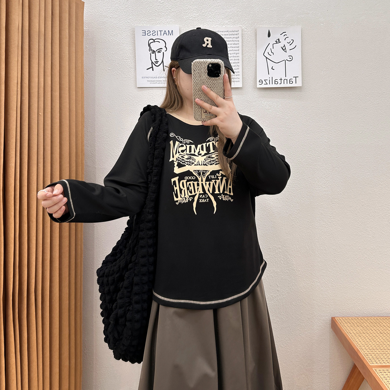 宛宛大码胖mm字母印花宽松休闲长袖T恤女内搭打底遮肚子显瘦上衣,女装/女士精品,大码内搭,淘宝优惠券,粉丝福利购,淘宝优惠卷