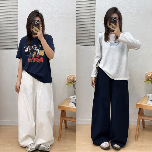 宛宛大码女装胖MM春夏季新款阔腿裤垂感宽松休闲简约时尚气质裤子