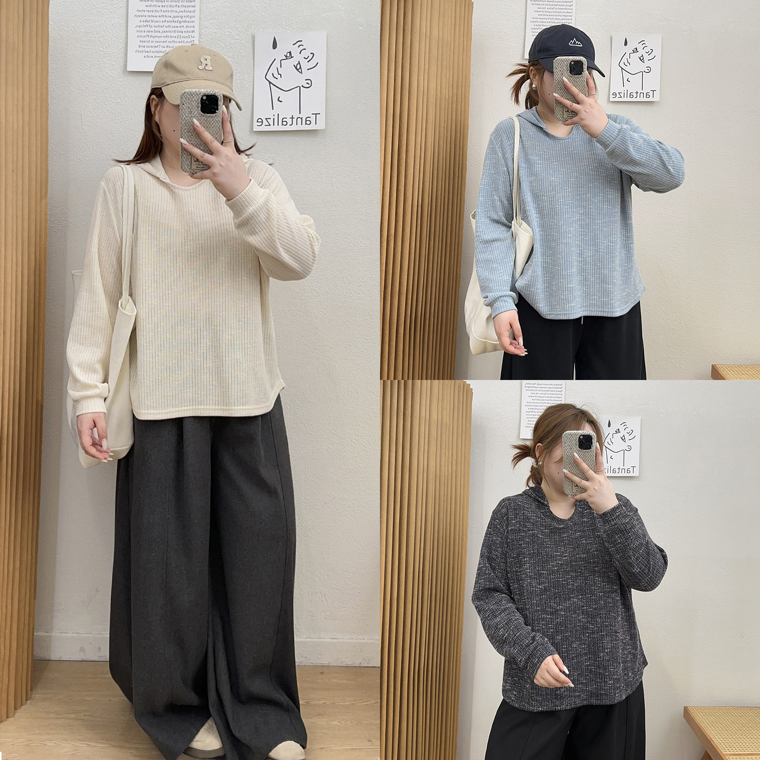 大版型宽松连帽休闲棉服