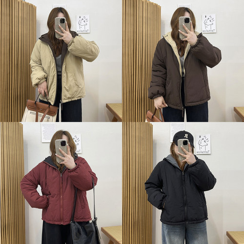 双面穿休闲宽松棉服外套