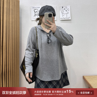 卫衣 t恤休闲拉链宽松上衣胖MM百搭显瘦女装 宛宛大码 连帽正肩长袖