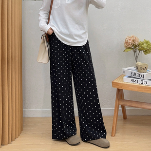 胖mm梨型身材高腰宽松显瘦阔腿裤 宛宛大码 新款 女春季 子 波点休闲裤