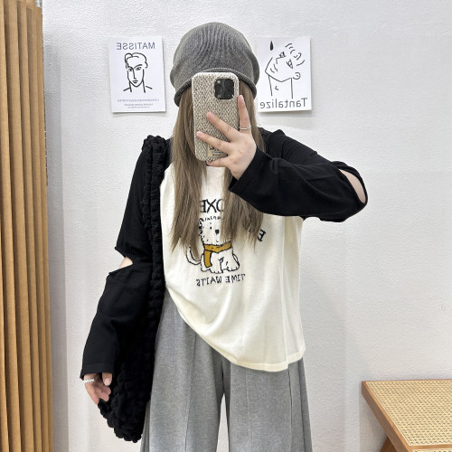 设计感断袖撞色女士毛衣