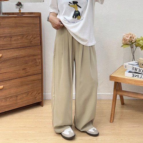 宛宛大码西装阔腿裤女夏季裤子胖mm高腰垂感休闲直筒窄版拖地长裤