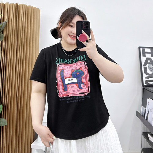 简约感撞色卡通印花T恤