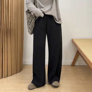 胖mm加绒运动裤 子休闲直筒卫裤 女秋冬新款 阔腿裤 窄版 宛宛大码