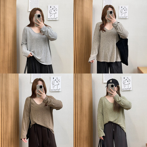 宛宛大码洋气宽松针织衫女秋季穿搭胖MM慵懒百搭长袖小衫显瘦上衣