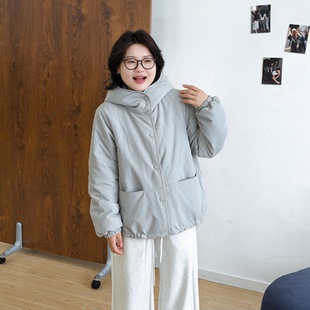 宛宛大码胖mm宽松遮肉面包服冬季设计感中长款加厚连帽羽绒棉服女