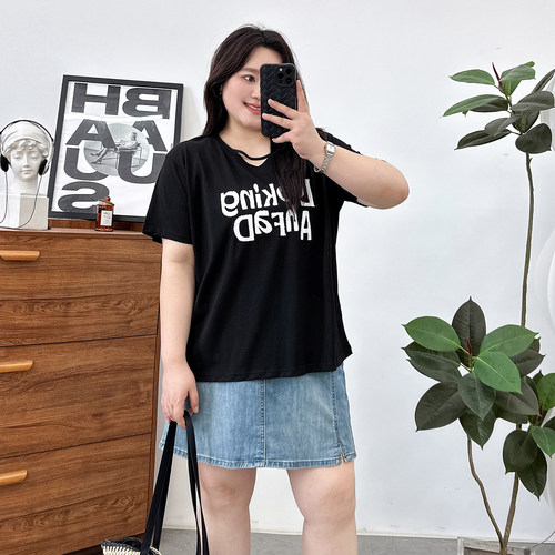 宛宛家字母雪花T正肩百搭百搭