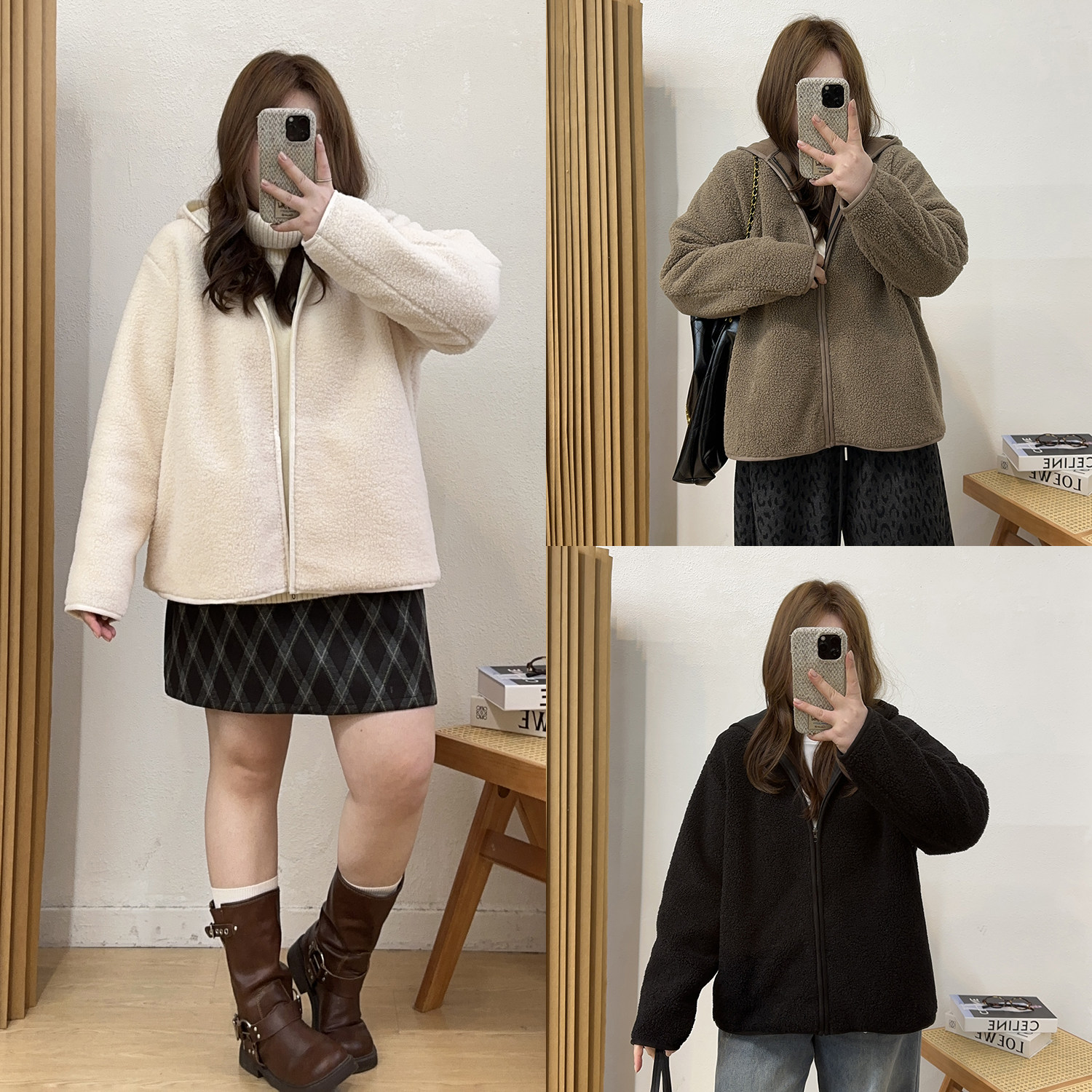 宛宛大码女装胖mm美式加厚羊羔绒连帽开衫女春冬新款宽松百搭外套,女装/女士精品,常规大码外套,淘宝优惠券,粉丝福利购,淘宝优惠卷