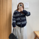 上衣 外套女秋冬胖mm宽松慵懒风高级感针织衫 宛宛大码 渐变毛衣开衫