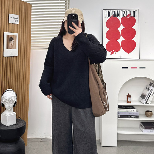 宛宛家V领毛衣百搭时尚