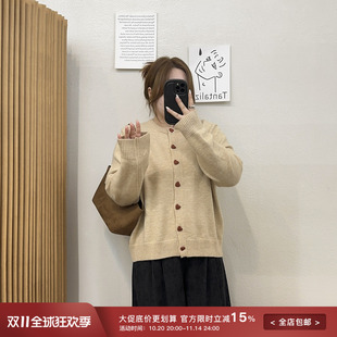 女装 宽松慵懒风爱心扣针织毛衣开衫 秋季 胖mm韩版 外套 新款 宛宛大码