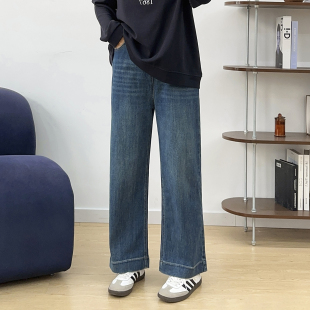 女装 胖妹妹mm高腰显瘦梨形身材裤 直筒牛仔裤 新款 子潮 秋季 宛宛大码