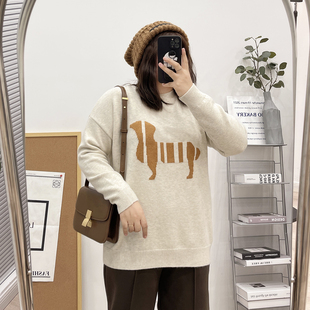 打底保暖外穿外套上衣潮 ins卡通长袖 大码 胖mm慵懒风毛衣女秋冬装