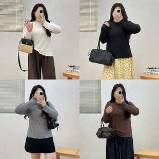 显瘦上衣 宛宛大码 胖mm秋季 高级感内搭打底衫 女花边领毛衣百搭长袖