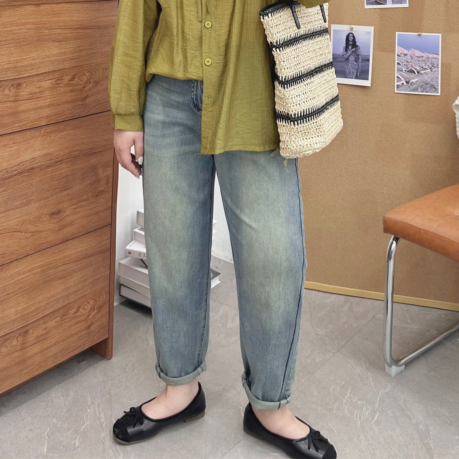 宛宛家牛仔哈伦裤百搭显瘦