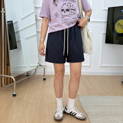 宛宛大码女装微胖妹妹mm夏装新款水洗棉高腰百搭直筒基础显瘦短裤
