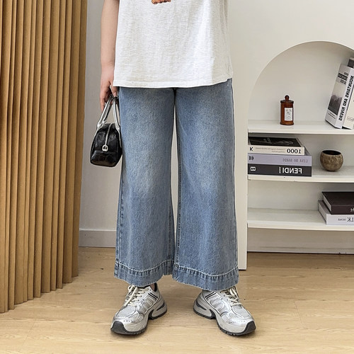 高腰阔腿显瘦宽松牛仔裤