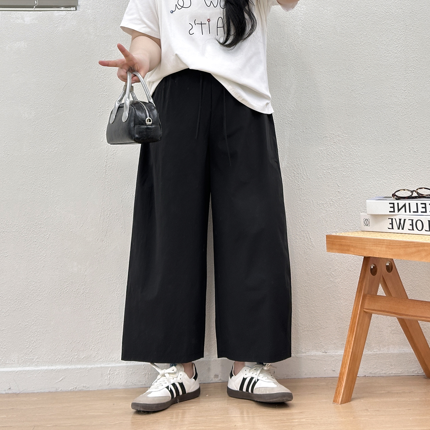 宛宛大码直筒休闲阔腿裤女夏季薄款速干裤高腰显瘦复古哈伦气球裤