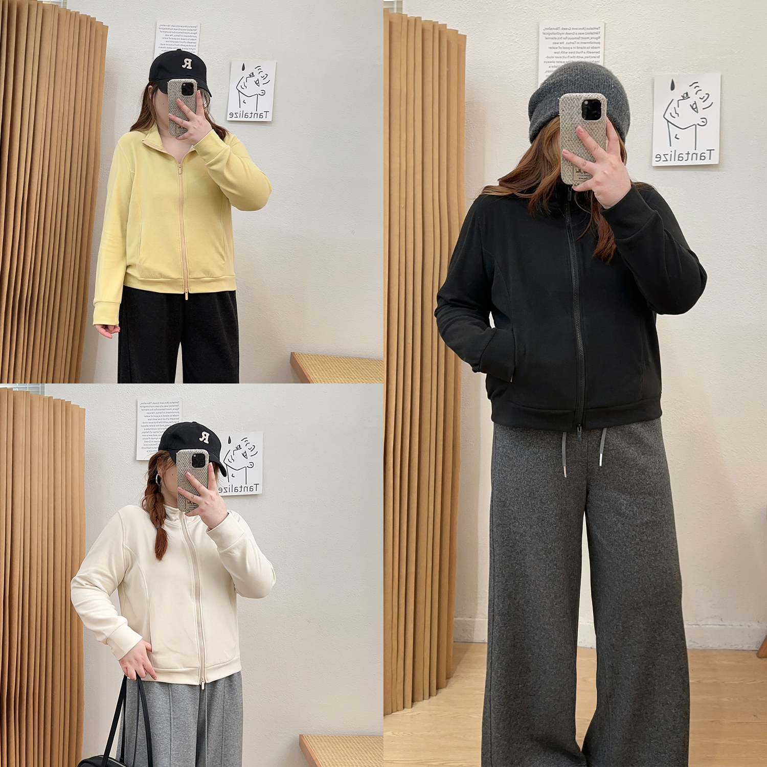 宛宛大码德绒加厚内搭上衣女秋冬胖MM白色双拉链立领卫衣开衫外套