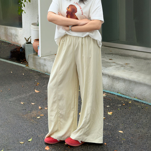宛宛家松紧高腰宽松凉凉裤