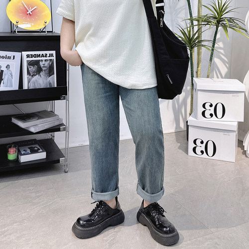 宛宛家牛仔烟管裤百搭时尚