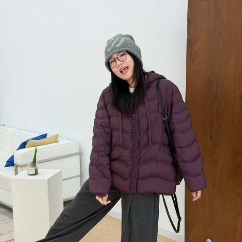 宛宛大码女装轻薄白鸭绒针织连帽羽绒服秋冬胖mm宽松显瘦保暖外套