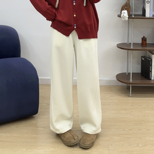 胖mm加绒运动裤 子休闲直筒香蕉卫裤 女秋冬新款 阔腿裤 窄版 宛宛大码