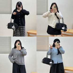 胖mm宽松百搭针织开衫 宛宛大码 外套女2025年秋款 基础圆领长袖 女装