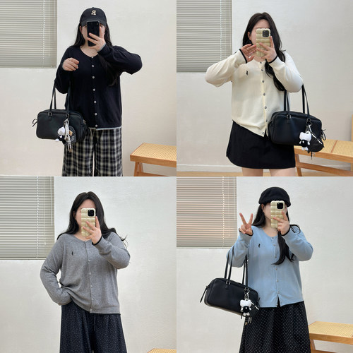 宛宛大码女装基础圆领长袖外套女2026年秋款胖mm宽松百搭针织开衫