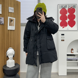 宽松休闲派克服中长款 新款 棉袄女外套 胖MM羽绒棉服2024秋冬季 大码