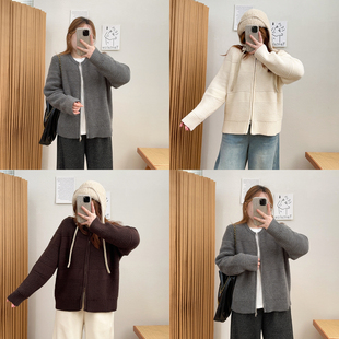 宛宛大码双拉链毛衣开衫女秋冬2025新款胖mm宽松针织外套慵懒上衣