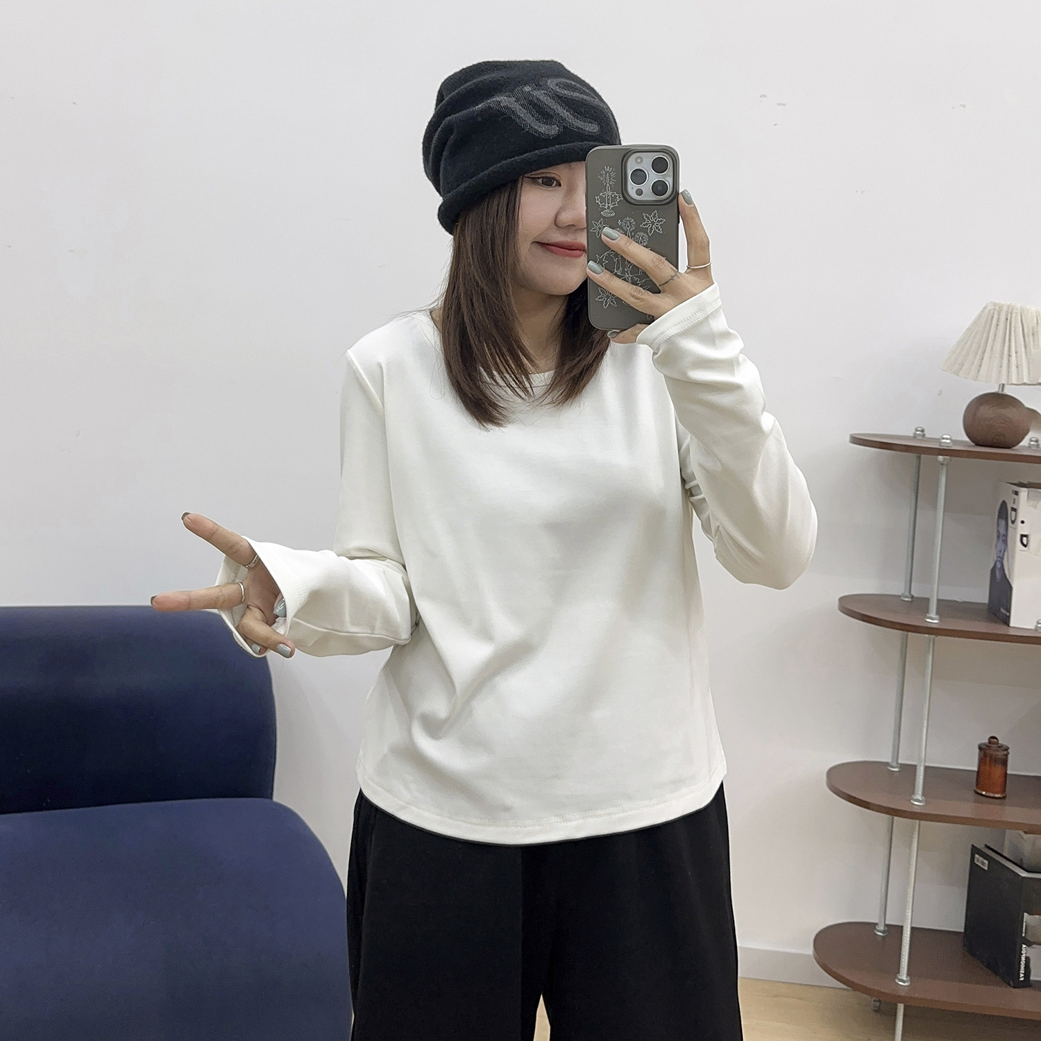 宛宛大码女装秋冬季加绒磨毛长袖T恤胖mm百搭减龄显瘦保暖打底衫