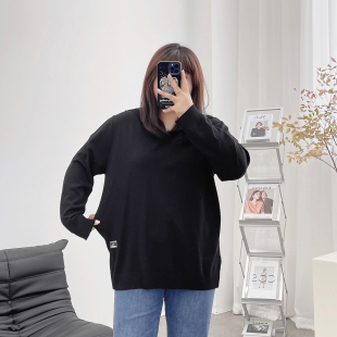 卫衣胖妹妹mm显瘦长袖 大码 宽松春季 连帽针织衫 打底上衣 女装