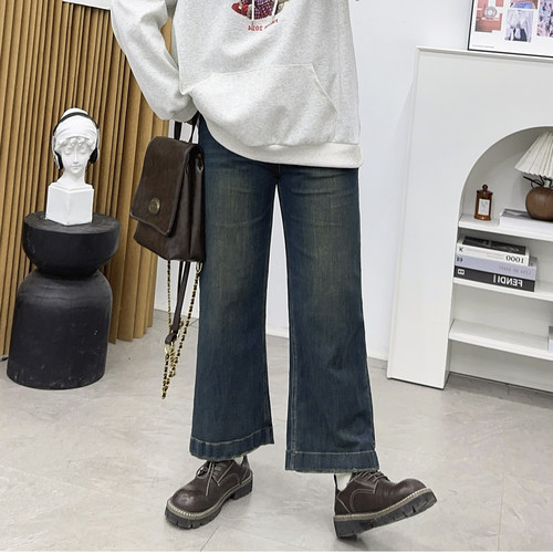 宛宛高腰显瘦直筒牛仔裤