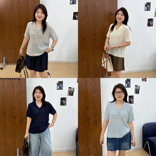 宛宛大码胖mmpolo衫针织短袖t恤女夏季新款正肩百搭显瘦半袖上衣