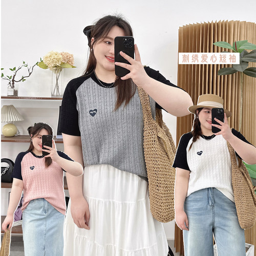 宛宛家插肩袖针织短袖百搭时尚