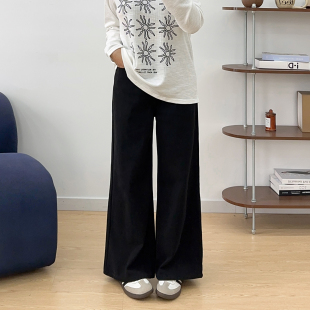 学生松紧腰百搭显瘦直筒长裤 女2026年春秋款 子 牛仔阔腿裤 宛宛大码