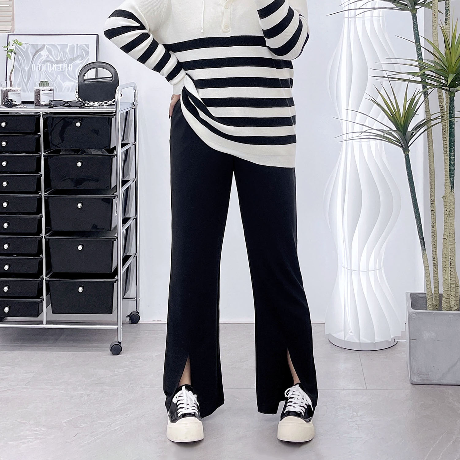 高腰宽松显瘦休闲西装阔腿裤ins