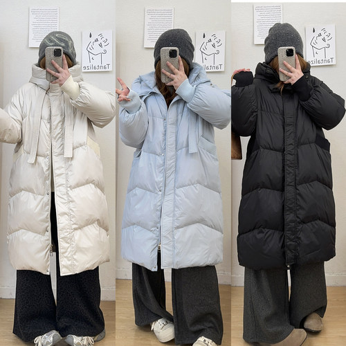 连帽大廓形中长款羽绒服