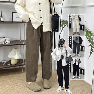 子高腰秋冬新款 条绒老爹裤 大码 显瘦萝卜裤 宽松哈伦裤 胖MM灯芯绒裤