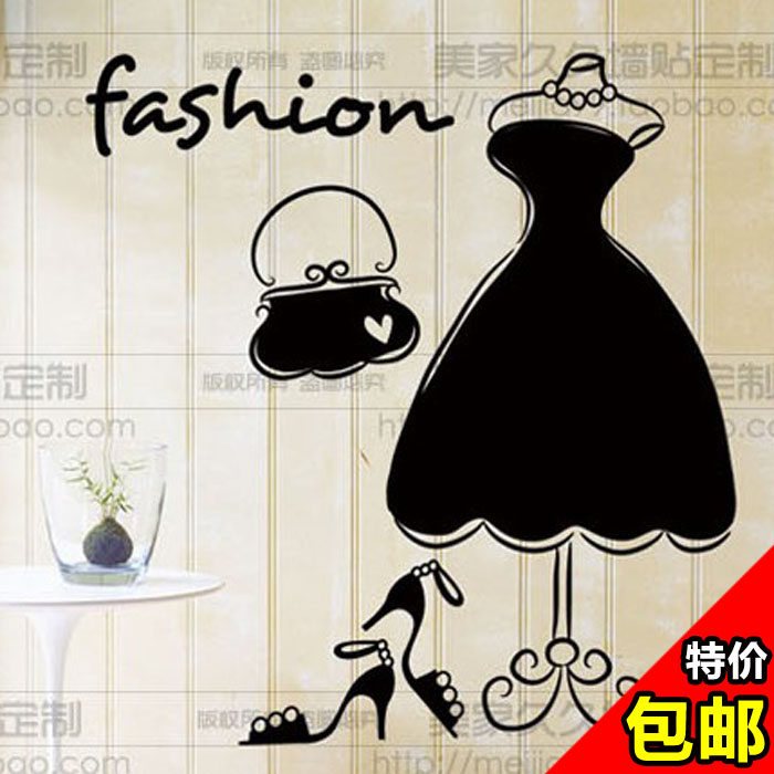 服装店装饰贴女装店玻璃门贴纸婚纱连衣裙贴画橱窗装扮墙贴玻璃贴