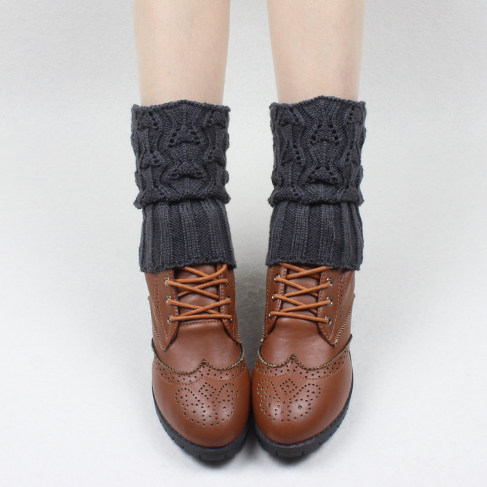日系叶子镂空女短袜套秋冬毛线护腿套堆堆袜保暖脚裸鞋套靴套脚套